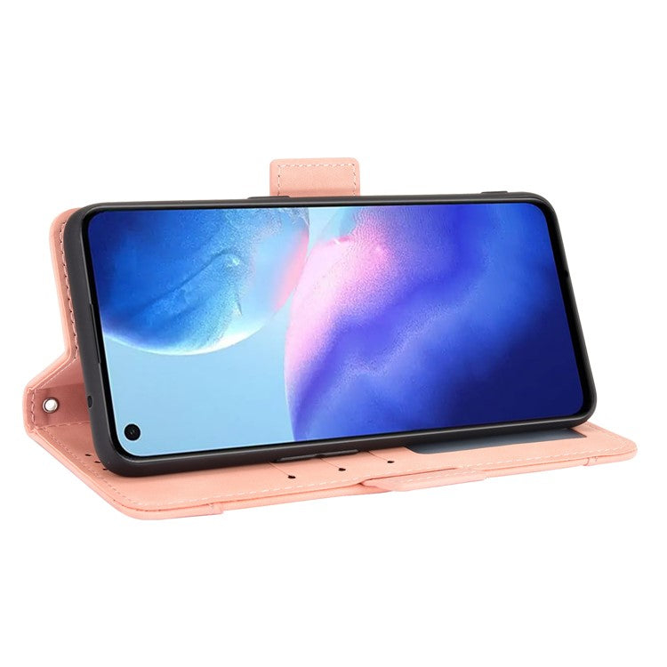 Leather Wallet Protective Case with Multiple Card Slots for Oppo Reno5 4G / Reno5 K / Reno5 5G / Find X3 Lite Stand Function Phone Cover - Pink
