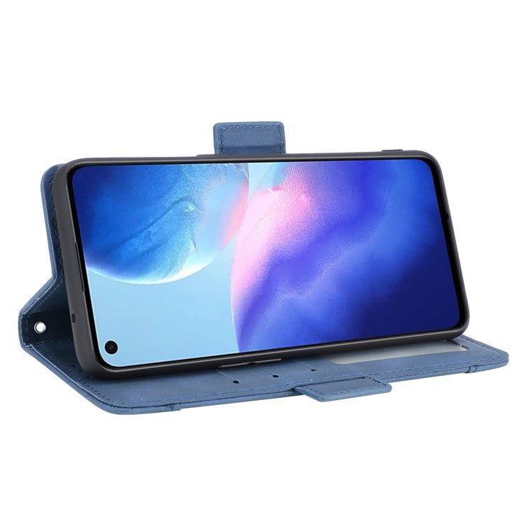 Leather Wallet Protective Case with Multiple Card Slots for Oppo Reno5 4G / Reno5 K / Reno5 5G / Find X3 Lite Stand Function Phone Cover - Blue