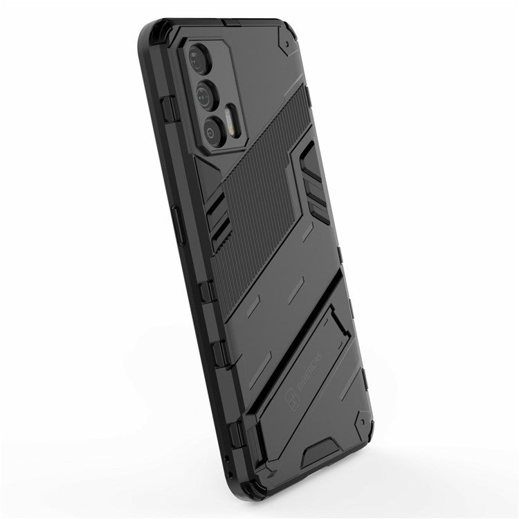 Shockproof PC + TPU Hybrid Phone Case Cover Kickstand for Oppo Realme GT 5G - Black