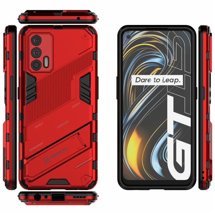 Shockproof PC + TPU Hybrid Phone Case Cover Kickstand for Oppo Realme GT 5G - Red
