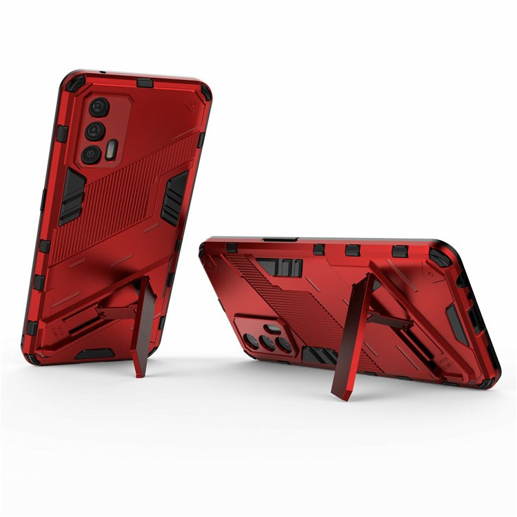 Shockproof PC + TPU Hybrid Phone Case Cover Kickstand for Oppo Realme GT 5G - Red