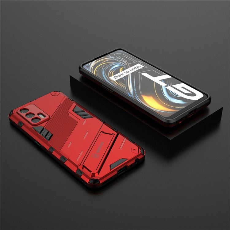 Shockproof PC + TPU Hybrid Phone Case Cover Kickstand for Oppo Realme GT 5G - Red
