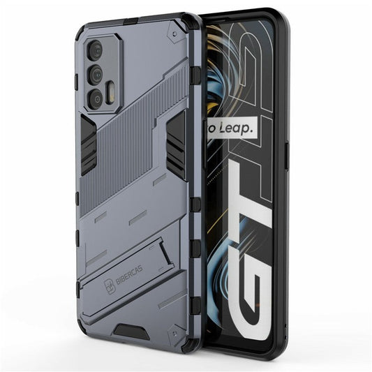 Shockproof PC + TPU Hybrid Phone Case Cover Kickstand for Oppo Realme GT 5G - Purple / Blue