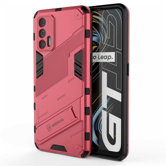 Shockproof PC + TPU Hybrid Phone Case Cover Kickstand for Oppo Realme GT 5G - Rose
