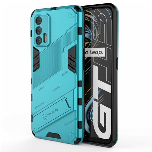 Shockproof PC + TPU Hybrid Phone Case Cover Kickstand for Oppo Realme GT 5G - Dark Blue