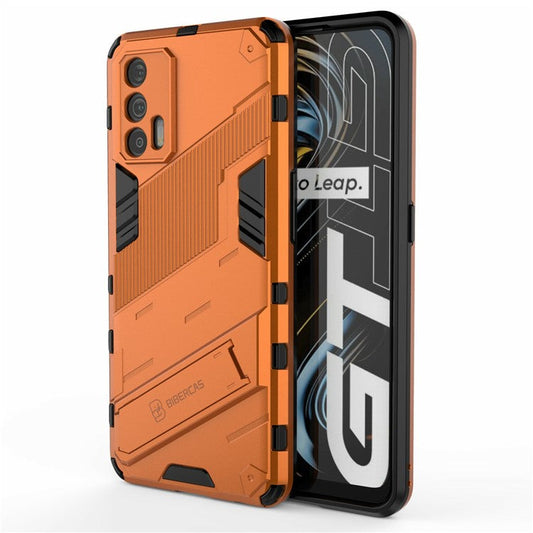 Shockproof PC + TPU Hybrid Phone Case Cover Kickstand for Oppo Realme GT 5G - Orange