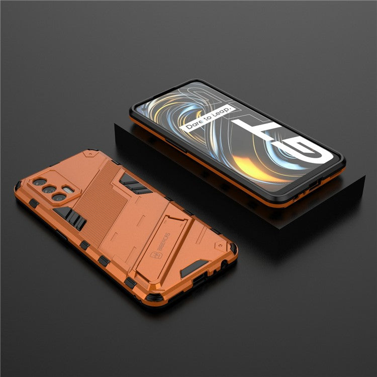 Shockproof PC + TPU Hybrid Phone Case Cover Kickstand for Oppo Realme GT 5G - Orange