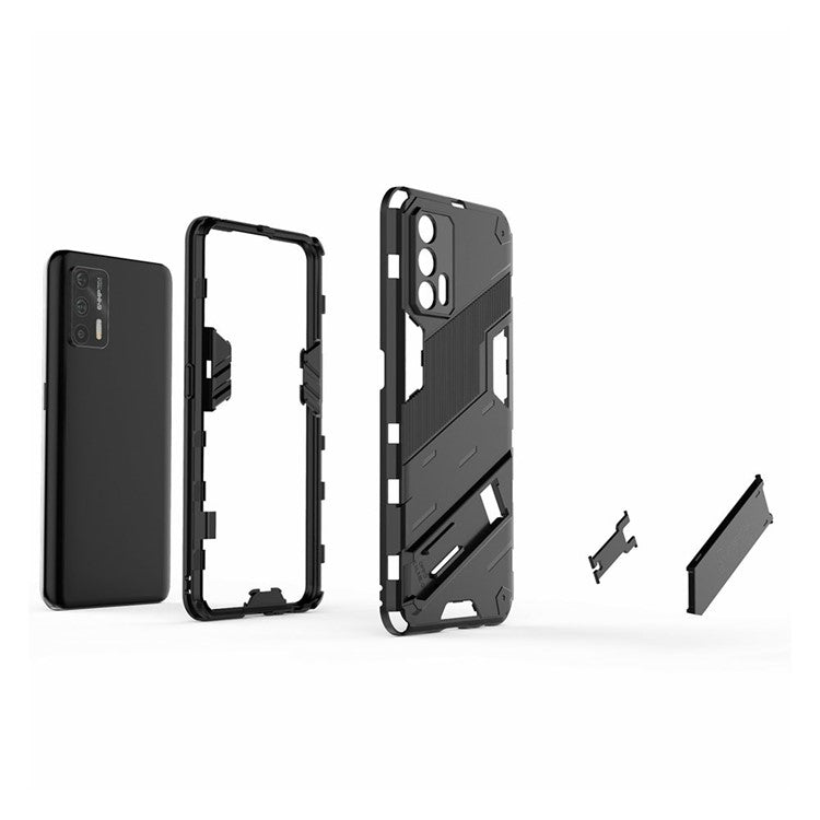 Shockproof PC + TPU Hybrid Phone Case Cover Kickstand for Oppo Realme GT 5G - Orange