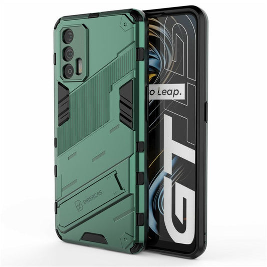 Shockproof PC + TPU Hybrid Phone Case Cover Kickstand for Oppo Realme GT 5G - Green