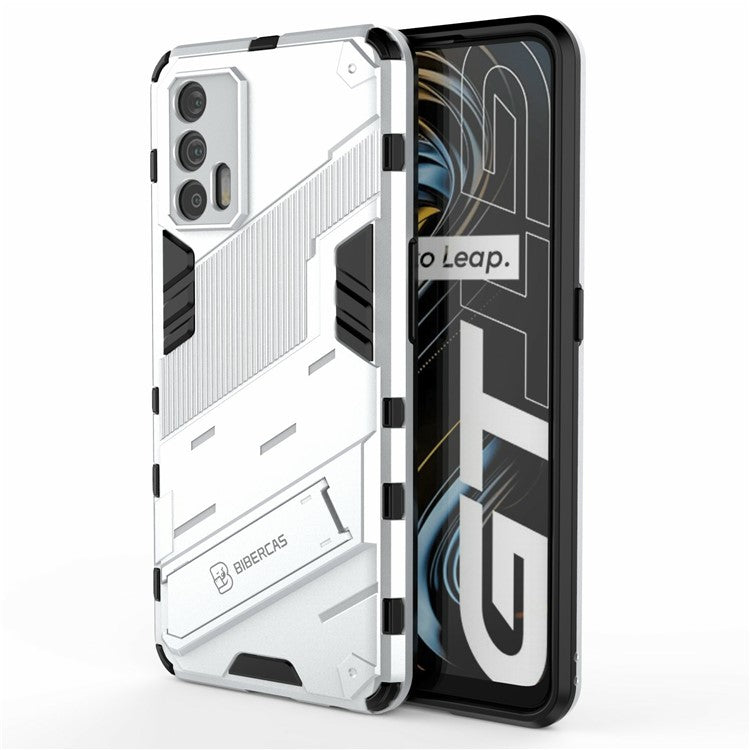 Shockproof PC + TPU Hybrid Phone Case Cover Kickstand for Oppo Realme GT 5G - White