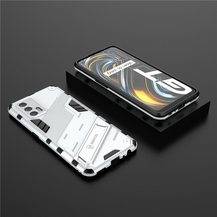 Shockproof PC + TPU Hybrid Phone Case Cover Kickstand for Oppo Realme GT 5G - White