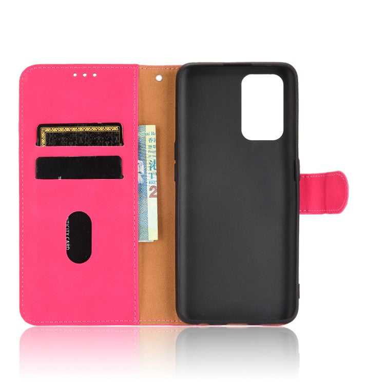 Silky Touch Leather Wallet Case Phone Shell for Realme GT - Rose