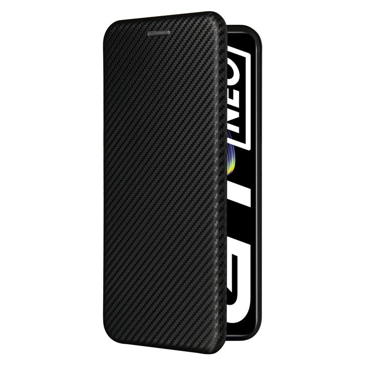 Auto-absorbed Carbon Fiber Texture Stand Cover for Realme GT 5G Leather Case - Black
