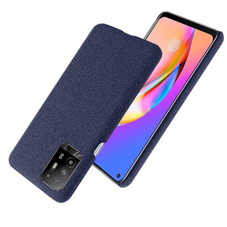 KSQ Well-Protected Plain Cloth Texture Plastic Hard Cover Case for Oppo F19 Pro+ 5G/Reno5 Z/A94 5G - Blue