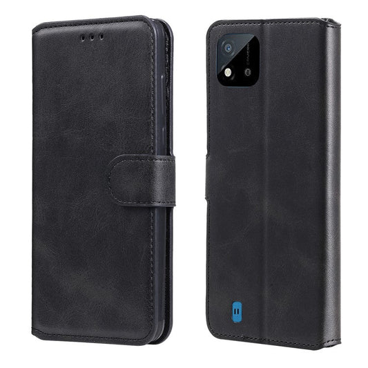 Wallet Stand Flip Leather Phone Case for Realme C20 - Black