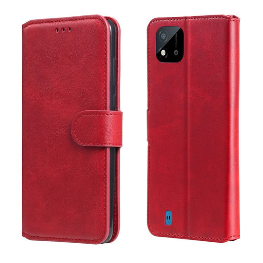 Wallet Stand Flip Leather Phone Case for Realme C20 - Red