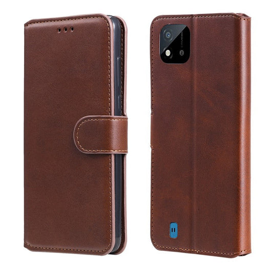 Wallet Stand Flip Leather Phone Case for Realme C20 - Brown