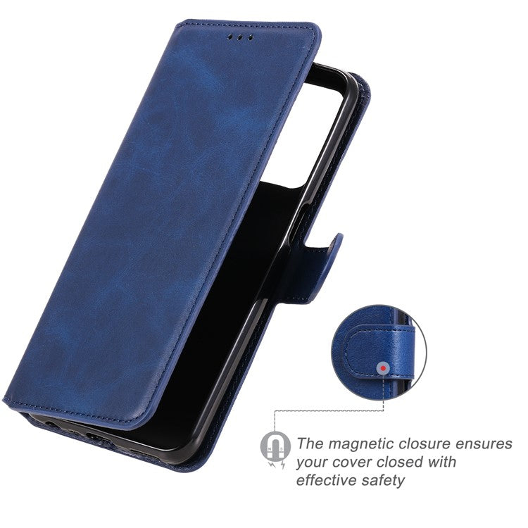 Wallet Stand Flip Leather Phone Case for Oppo A54 4G/A55 5G/Realme V11 5G - Blue