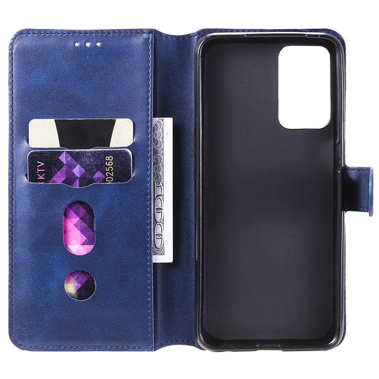Wallet Stand Flip Leather Phone Case for Oppo A54 4G/A55 5G/Realme V11 5G - Blue