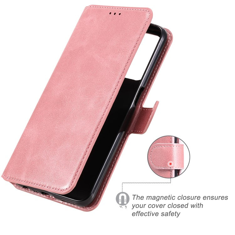 Wallet Stand Flip Leather Phone Case for Oppo A54 4G/A55 5G/Realme V11 5G - Rose Gold