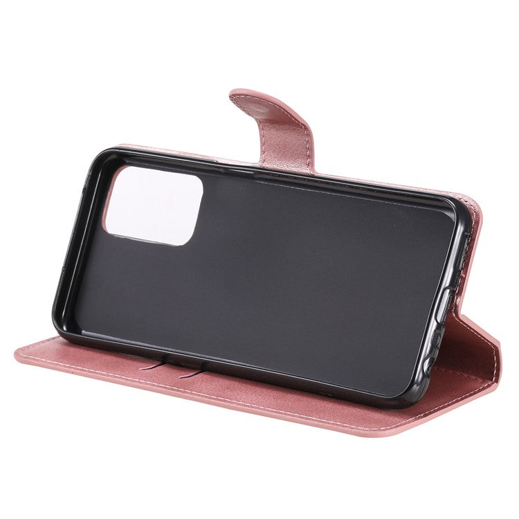 Wallet Stand Flip Leather Phone Case for Oppo A54 4G/A55 5G/Realme V11 5G - Rose Gold