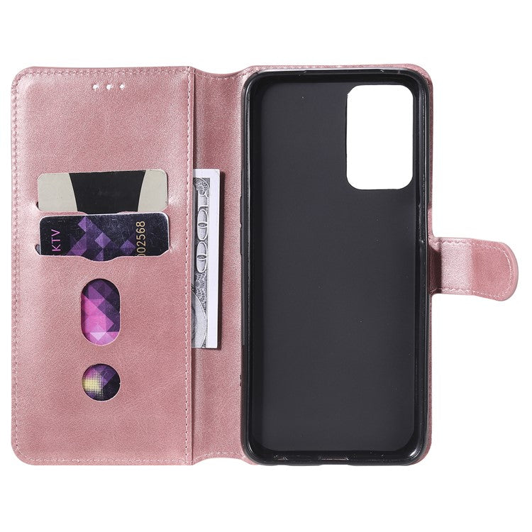 Wallet Stand Flip Leather Phone Case for Oppo A54 4G/A55 5G/Realme V11 5G - Rose Gold