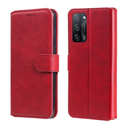 Wallet Stand Flip Leather Phone Case for Oppo A54 4G/A55 5G/Realme V11 5G - Red