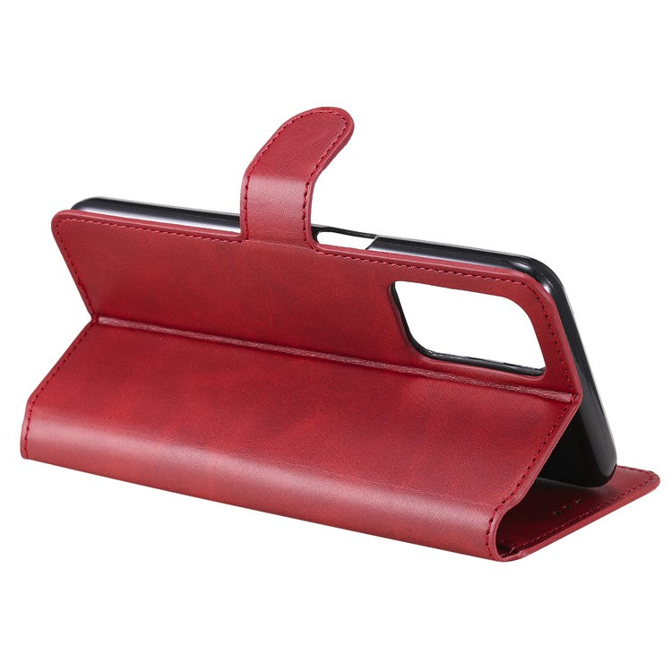 Wallet Stand Flip Leather Phone Case for Oppo A54 4G/A55 5G/Realme V11 5G - Red