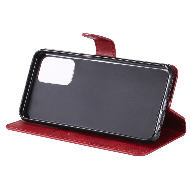 Wallet Stand Flip Leather Phone Case for Oppo A54 4G/A55 5G/Realme V11 5G - Red