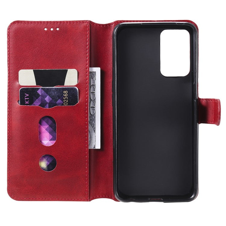 Wallet Stand Flip Leather Phone Case for Oppo A54 4G/A55 5G/Realme V11 5G - Red