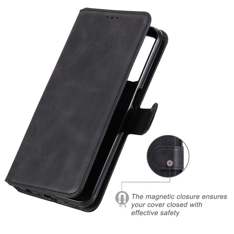 Wallet Stand Flip Leather Phone Case for Oppo A54 4G/A55 5G/Realme V11 5G - Black