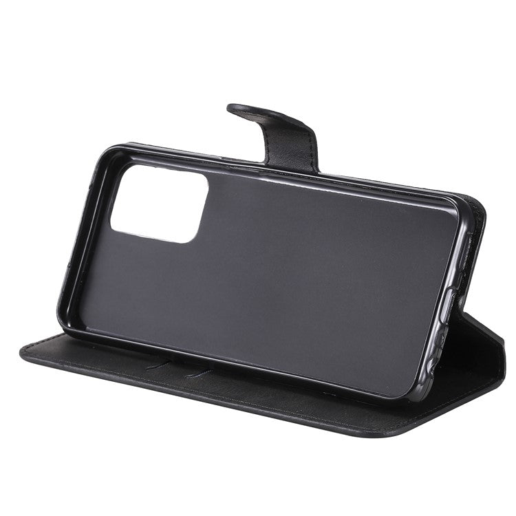 Wallet Stand Flip Leather Phone Case for Oppo A54 4G/A55 5G/Realme V11 5G - Black