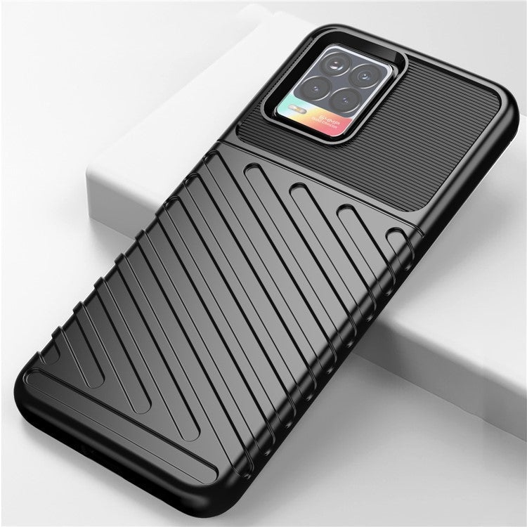 Thunder Series Twill Texture Stylish Flexible TPU Case Phone Shell for Realme 8/8 Pro - Black