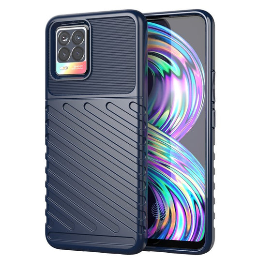 Thunder Series Twill Texture Stylish Flexible TPU Case Phone Shell for Realme 8/8 Pro - Blue