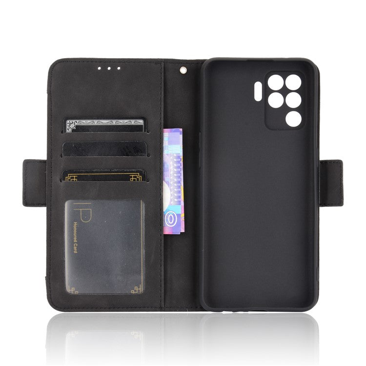Multiple Card Slots Design Wallet Stand Leather Phone Case for Oppo A94 4G/F19 Pro 4G/Reno5 F/Reno5 Lite - Black
