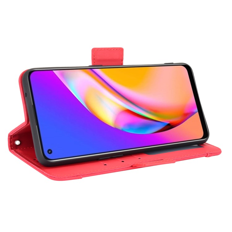 Multiple Card Slots Design Wallet Stand Leather Phone Case for Oppo A94 4G/F19 Pro 4G/Reno5 F/Reno5 Lite - Red