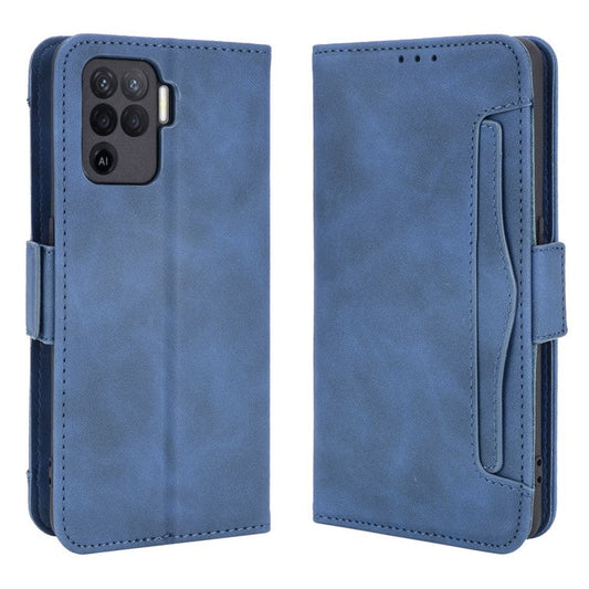 Multiple Card Slots Design Wallet Stand Leather Phone Case for Oppo A94 4G/F19 Pro 4G/Reno5 F/Reno5 Lite - Blue