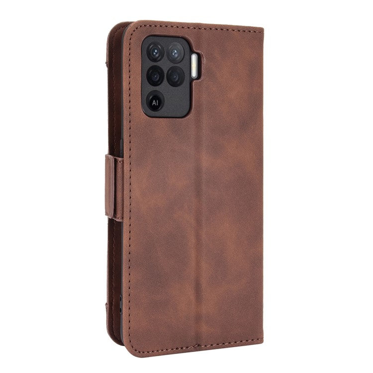 Multiple Card Slots Design Wallet Stand Leather Phone Case for Oppo A94 4G/F19 Pro 4G/Reno5 F/Reno5 Lite - Brown