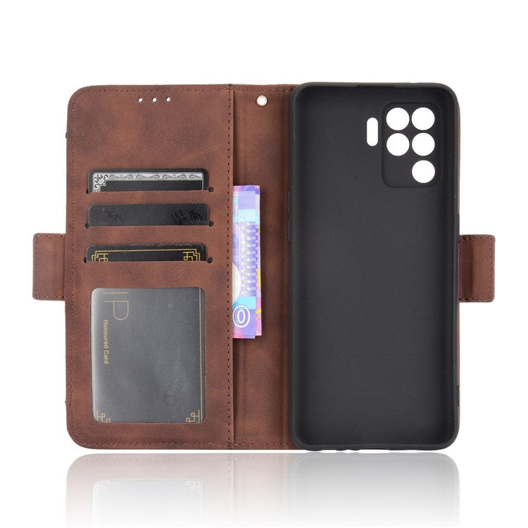 Multiple Card Slots Design Wallet Stand Leather Phone Case for Oppo A94 4G/F19 Pro 4G/Reno5 F/Reno5 Lite - Brown