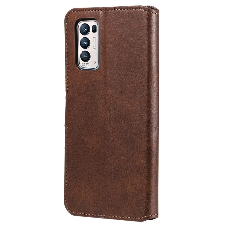 Wallet Stand Flip Leather Phone Case for Oppo Reno5 Pro+ 5G / Find X3 Neo - Brown