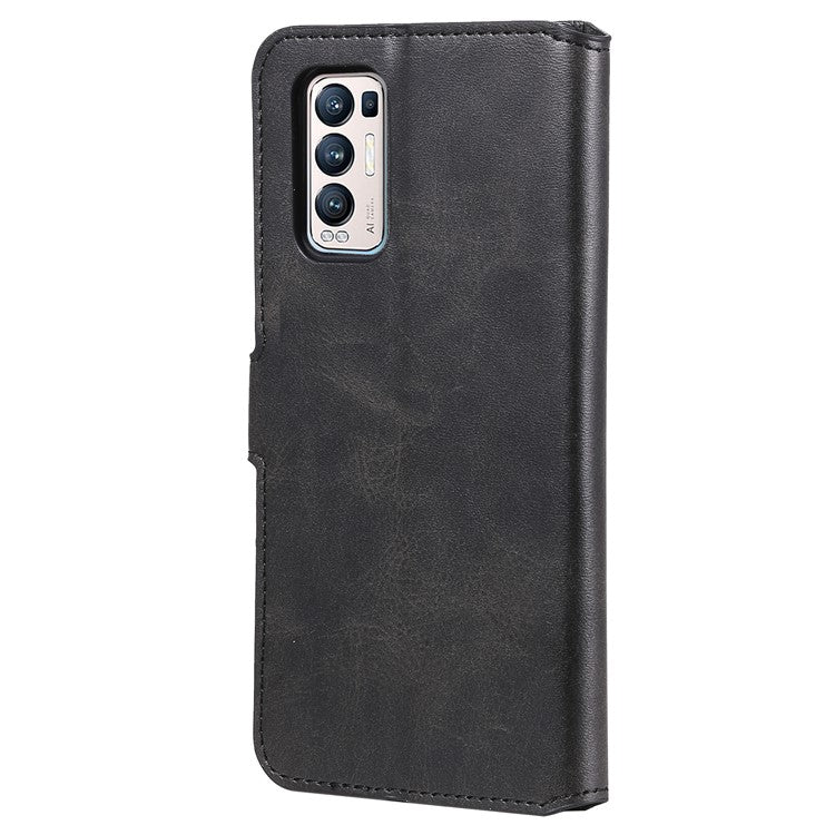 Wallet Stand Flip Leather Phone Case for Oppo Reno5 Pro+ 5G / Find X3 Neo - Black