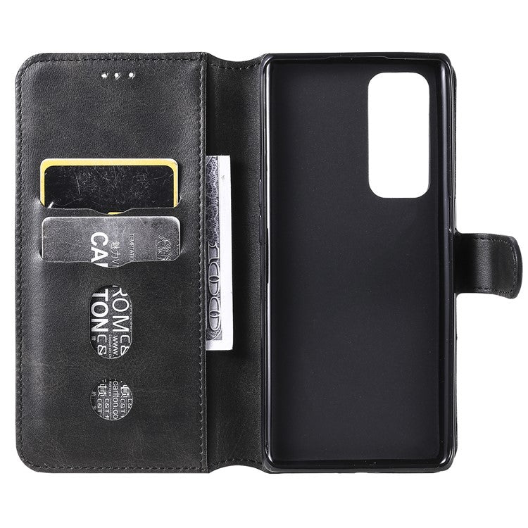 Wallet Stand Flip Leather Phone Case for Oppo Reno5 Pro+ 5G / Find X3 Neo - Black