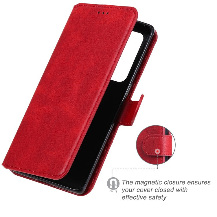 Wallet Stand Flip Leather Phone Case for Oppo Reno5 Pro+ 5G / Find X3 Neo - Red