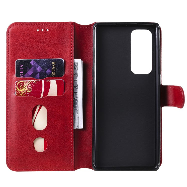 Wallet Stand Flip Leather Phone Case for Oppo Reno5 Pro+ 5G / Find X3 Neo - Red
