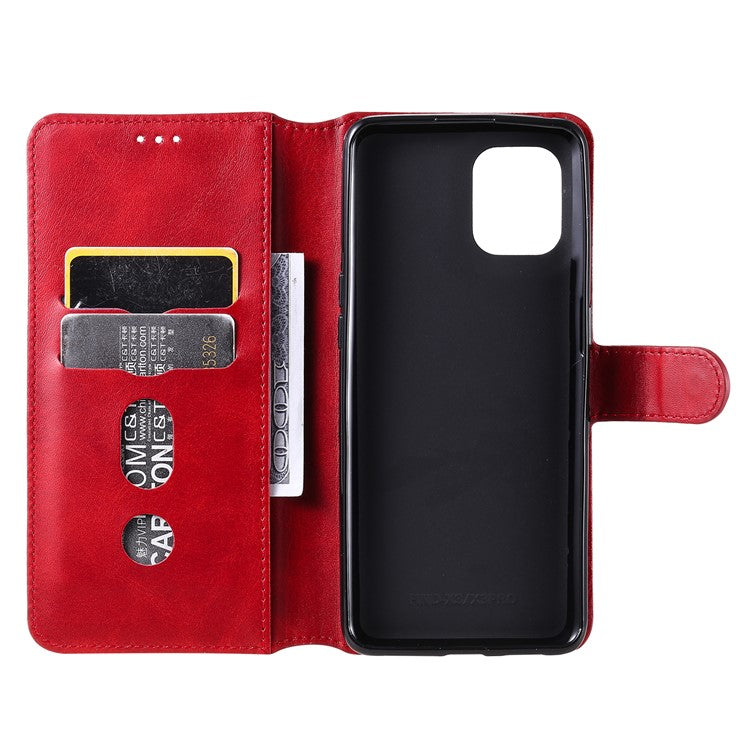 Wallet Stand Flip Leather Phone Case for Oppo Find X3 Pro / Oppo Find X3 - Red
