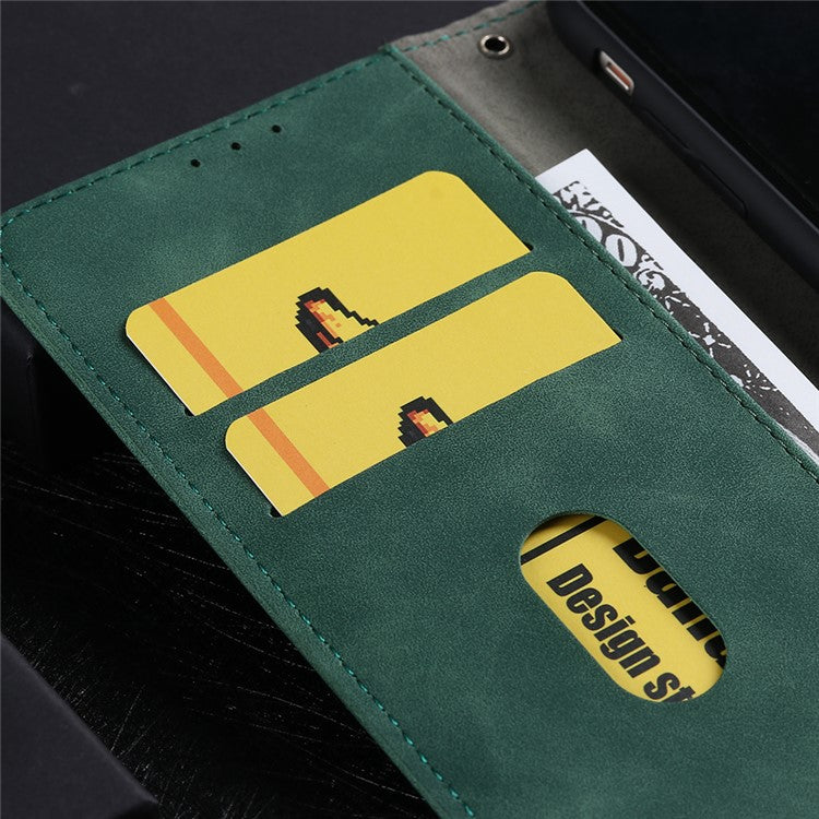 Skin-touch Feeling Leather Wallet Case Phone Cover with Supporting Stand for Oppo Find X3 Pro / Find X3 - Green
