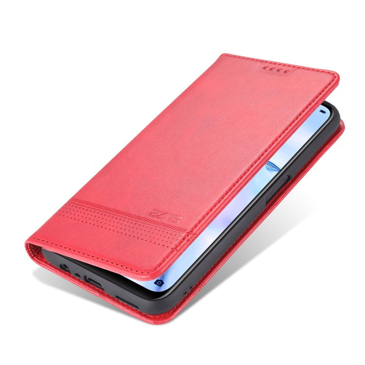 AZNS For Oppo A93 5G/A74 5G Phone Case PU Leather Phone Protector Magnetic Absorption Folding Stand Flip Cover with Wallet - Red