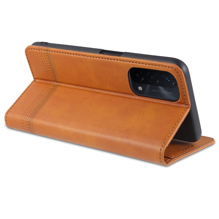 AZNS For Oppo A93 5G/A74 5G Phone Case PU Leather Phone Protector Magnetic Absorption Folding Stand Flip Cover with Wallet - Red
