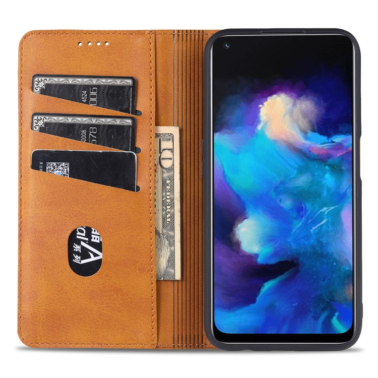 AZNS For Oppo A93 5G/A74 5G Phone Case PU Leather Phone Protector Magnetic Absorption Folding Stand Flip Cover with Wallet - Red