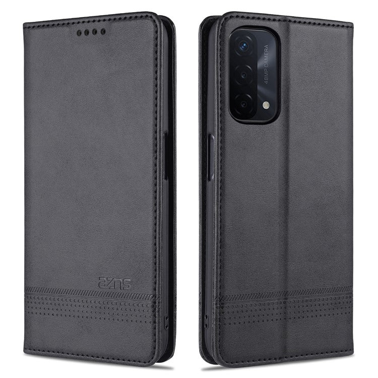 AZNS For Oppo A93 5G/A74 5G Phone Case PU Leather Phone Protector Magnetic Absorption Folding Stand Flip Cover with Wallet - Black